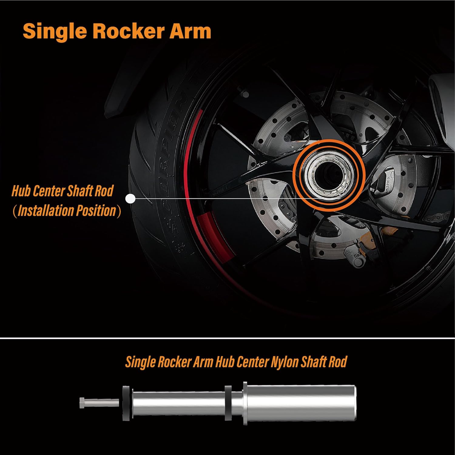 EZIMOTO Single-Arm Motorcycle Rear Stand wheel detail