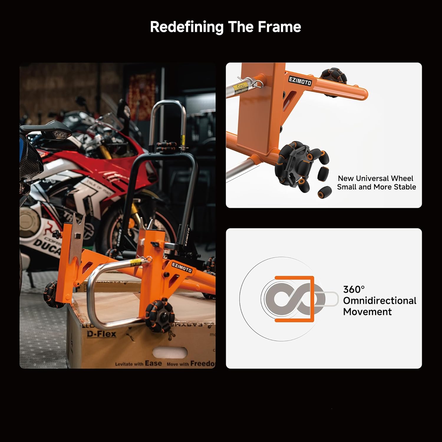 EZIMOTO Single-Arm Motorcycle Rear Stand use detail